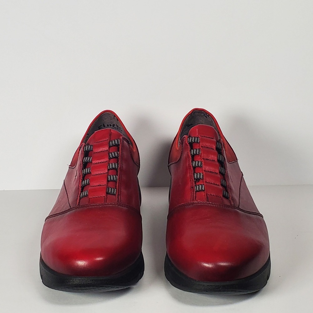 Fluchos Susan F0354 Red Leather Comfort Sneakers Walking Shoes Spain EU 38 / 7.5